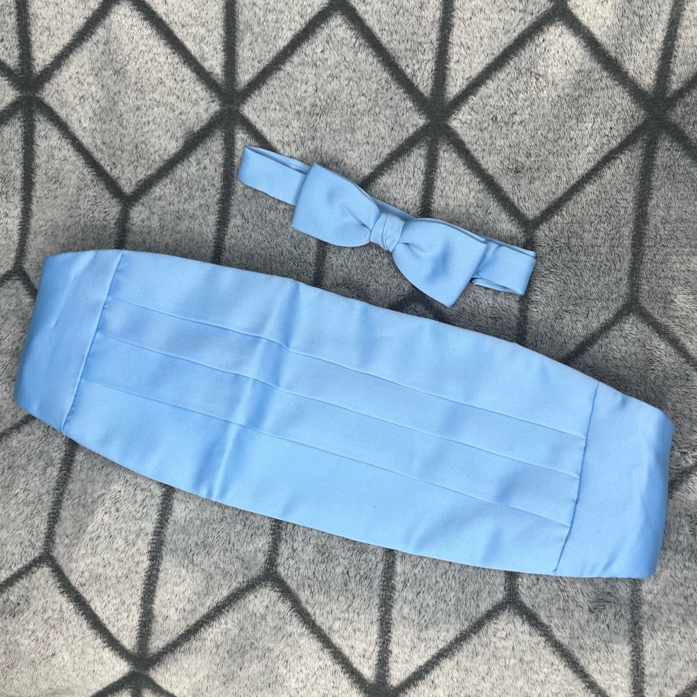 Baby Light Blue Satin Adjustable Cummerbund & Bow Tie Set Y